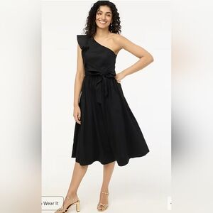 NWT J. Crew Factory One Shoulder Midi Dress Womens Black